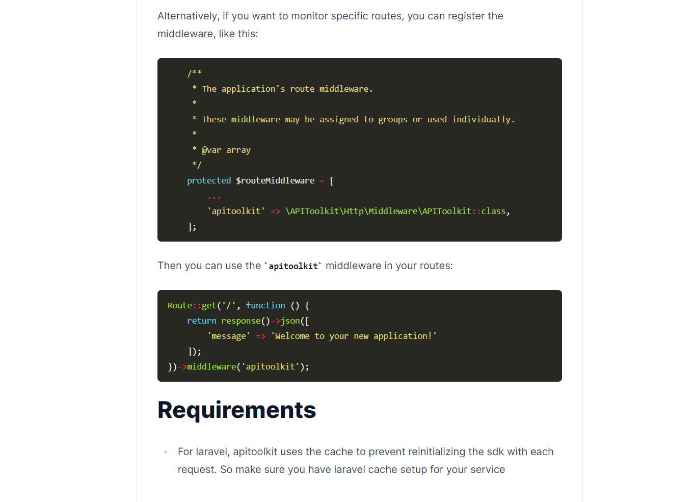 APIToolkit documentation snippet