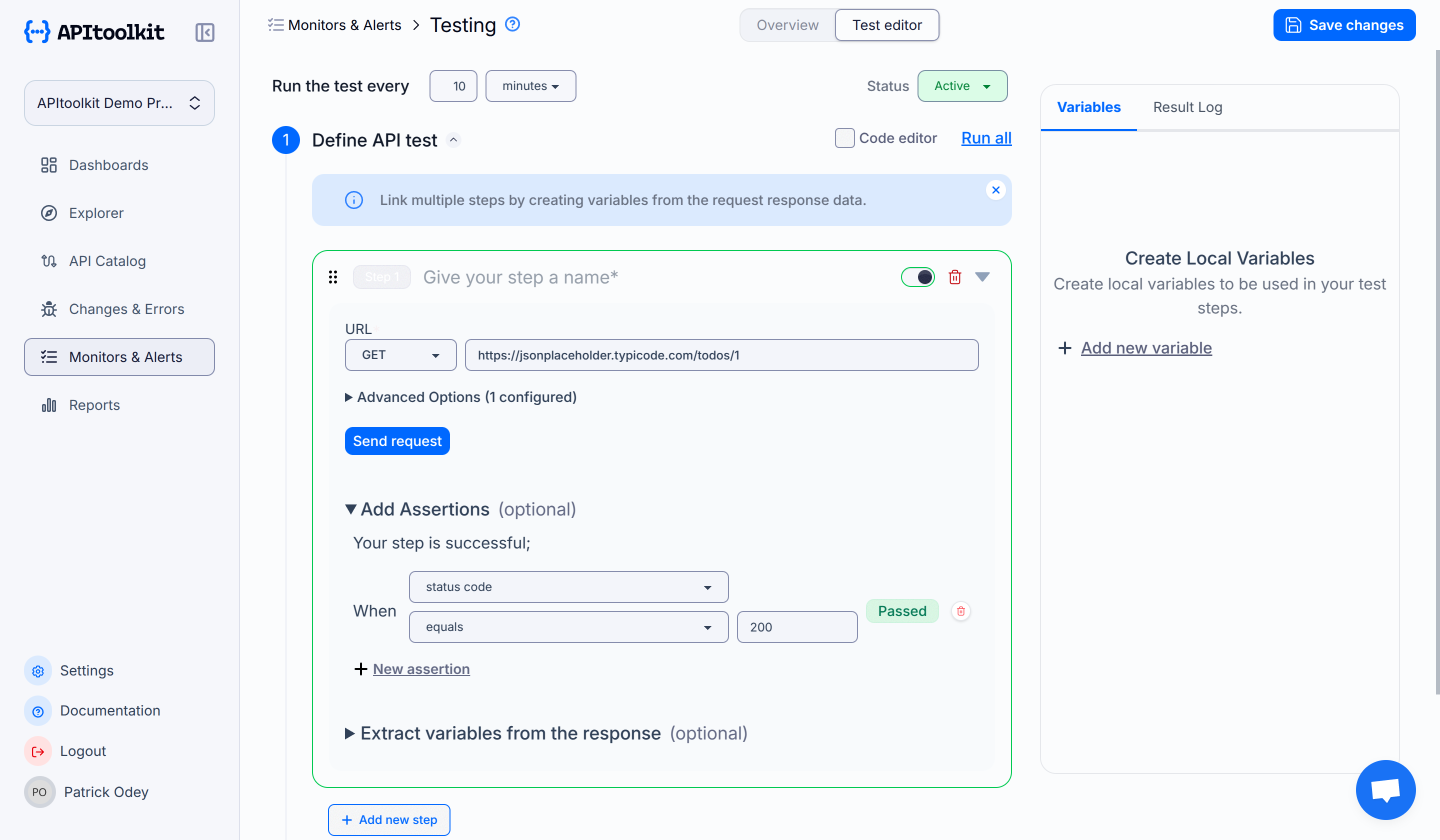 Screenshot of APItoolkit dashboard