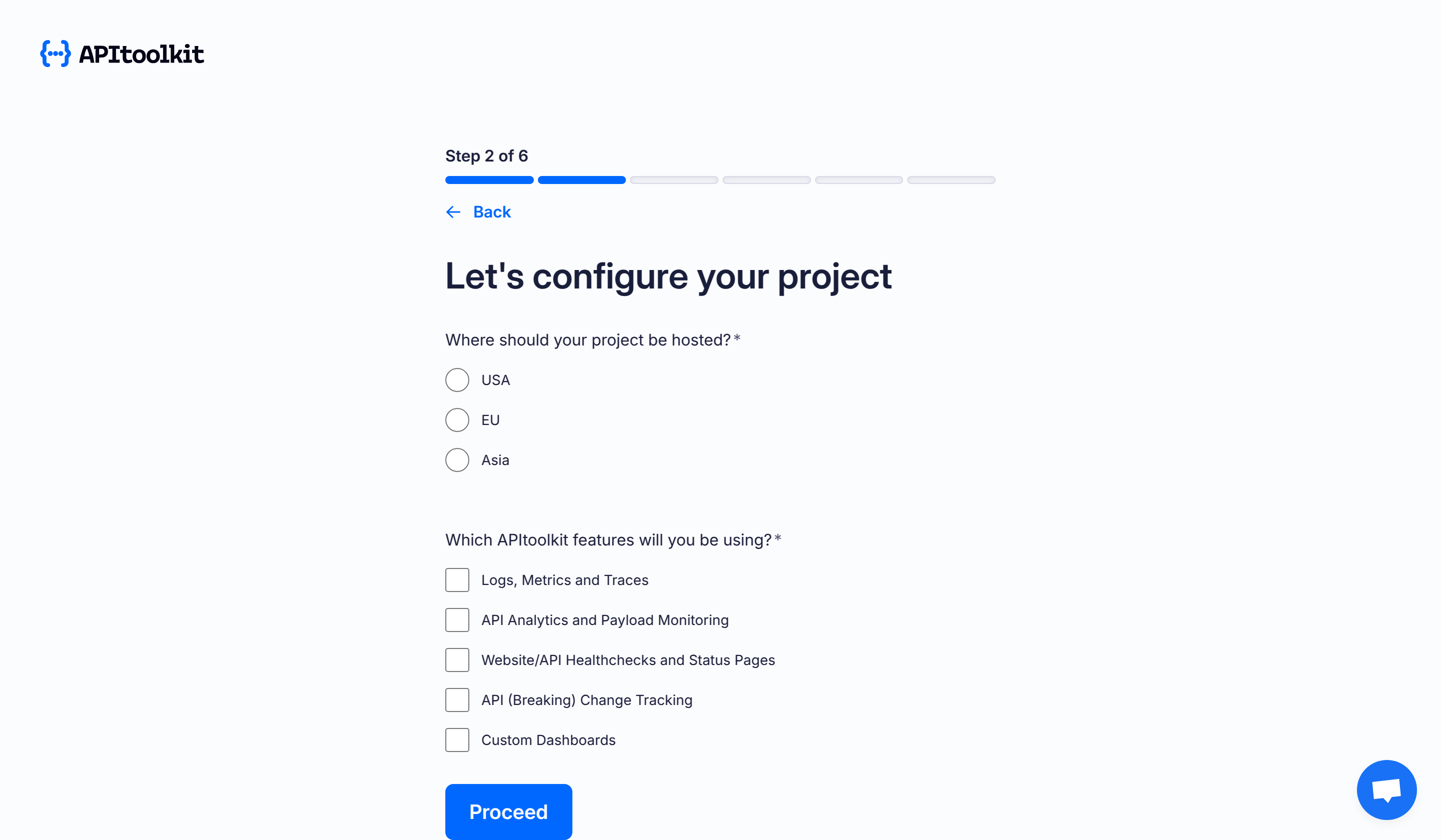 Screenshot of APItoolkit's configure project