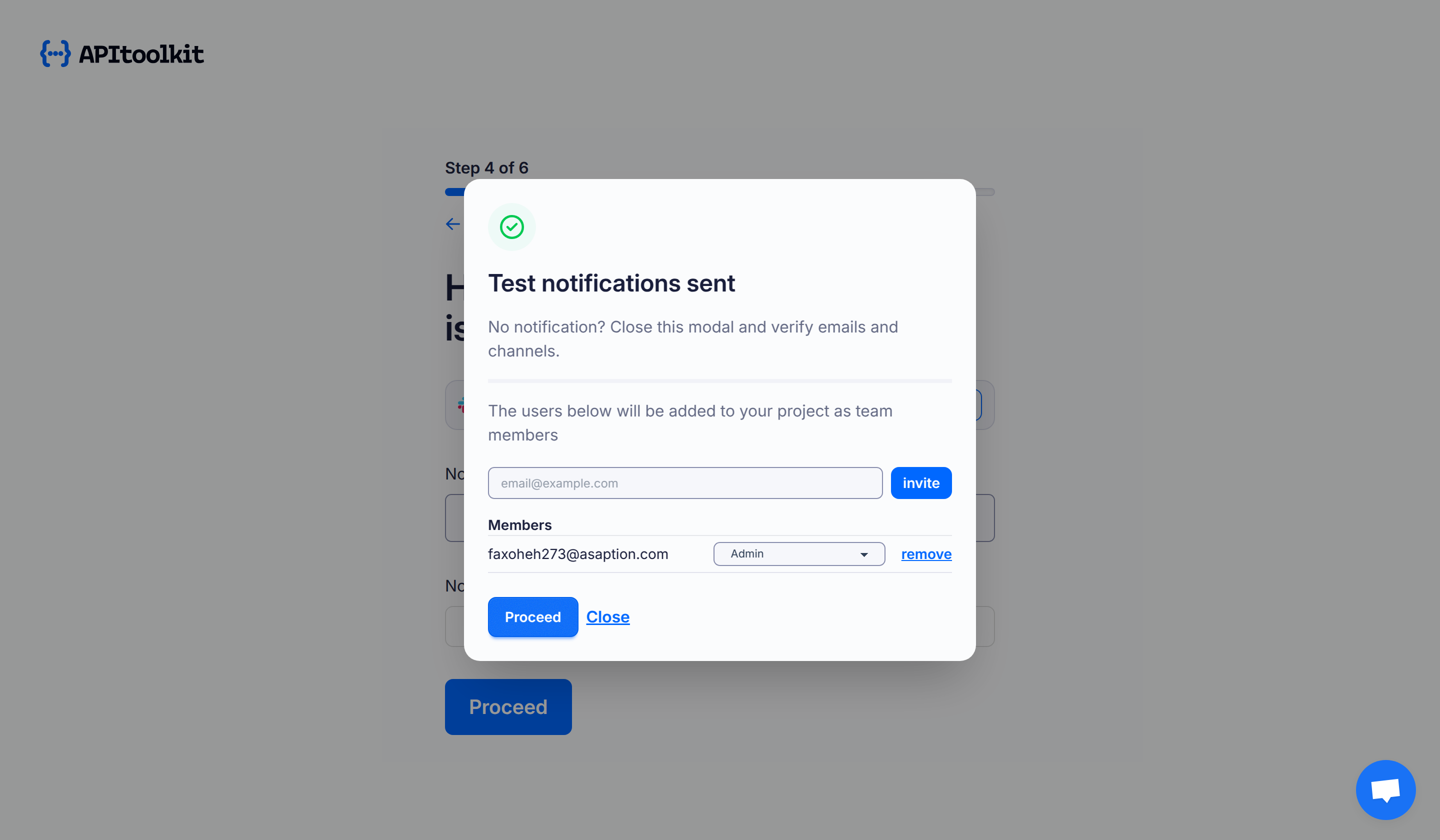 Screenshot of APItoolkit's create new project page