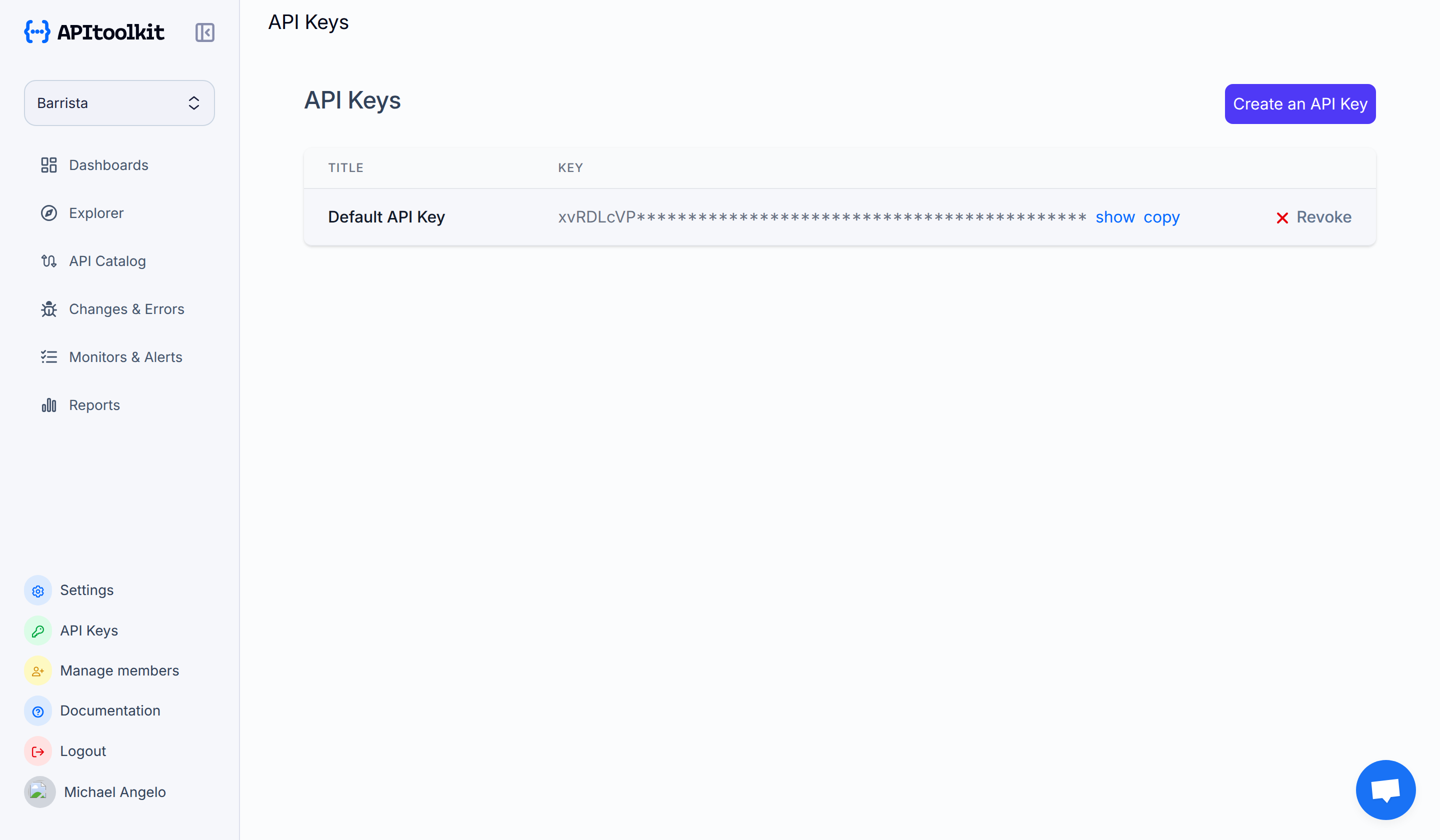 Screenshot of APItoolkit's settings popup
