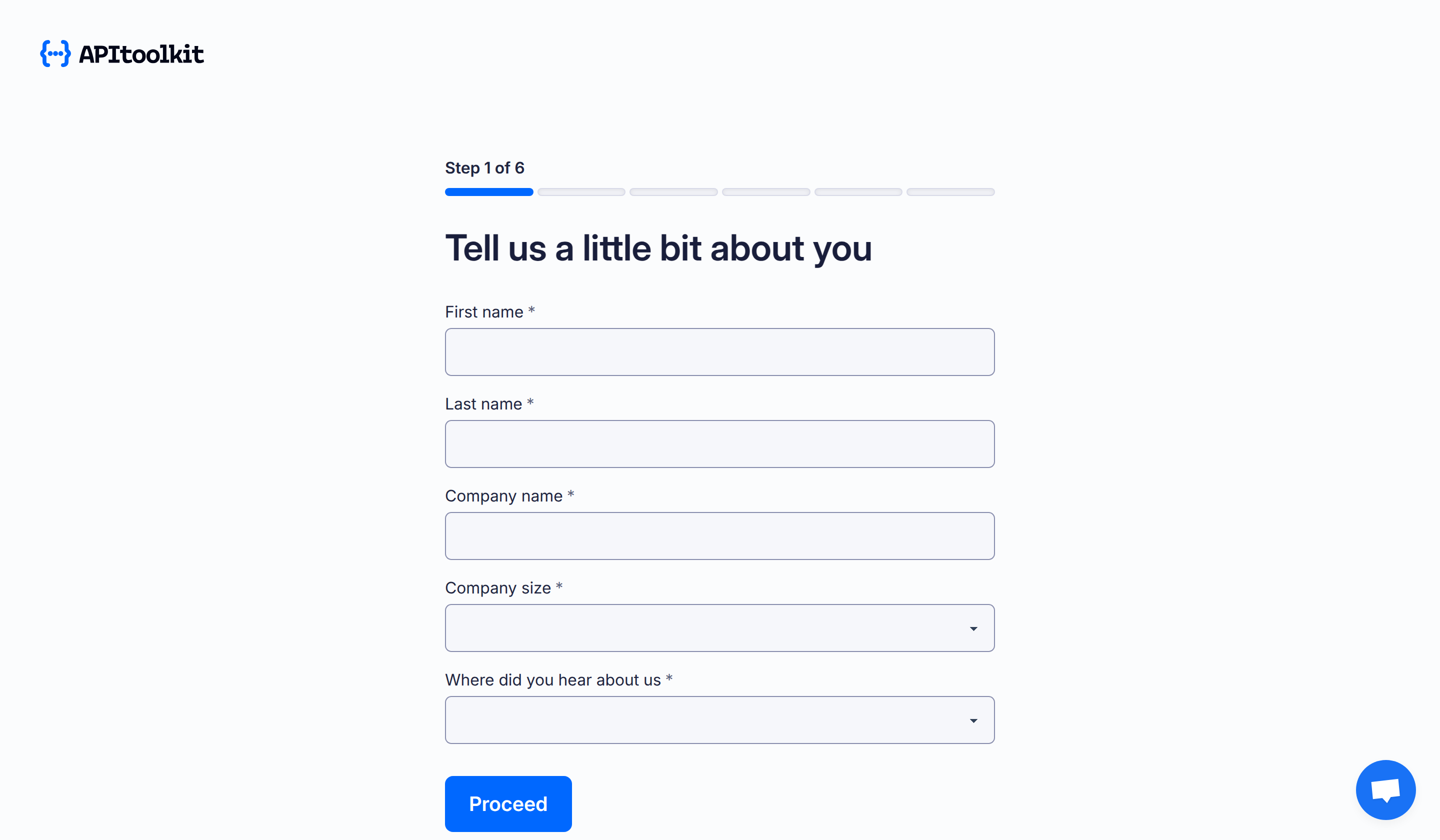 Screenshot of APItoolkit's create new project page